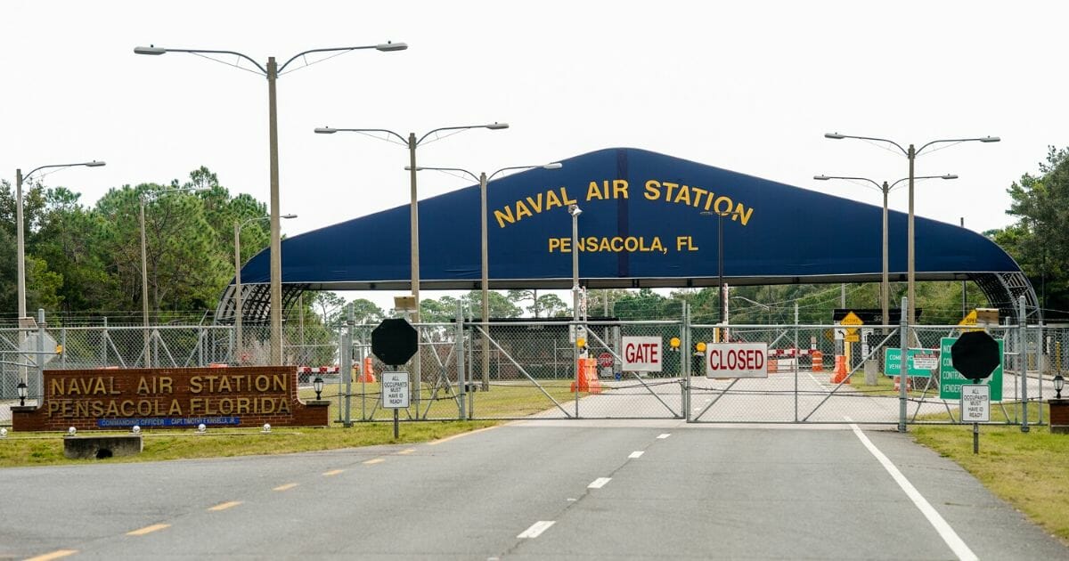 A general view of the atmosphere at the Pensacola Naval Air Station following a shooting on Dec. 6, 2019, in Pensacola, Florida.