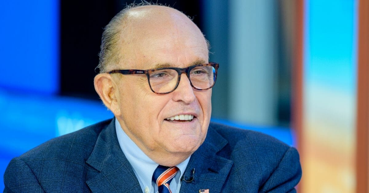 Former New York City Mayor and attorney to President Donald Trump Rudy Giuliani visits "Mornings With Maria" with anchor Maria Bartiromo at Fox Business Network Studios on Sept. 23, 2019, in New York City.