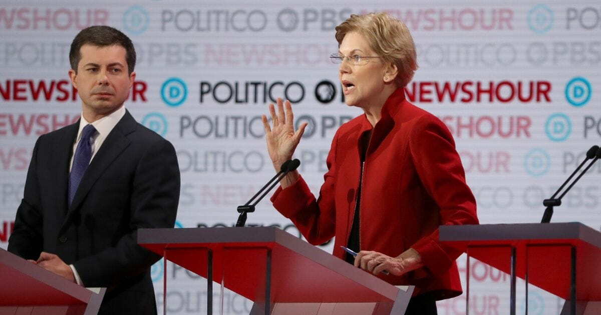 Sen. Elizabeth Warren speaks as South Bend, Indiana.