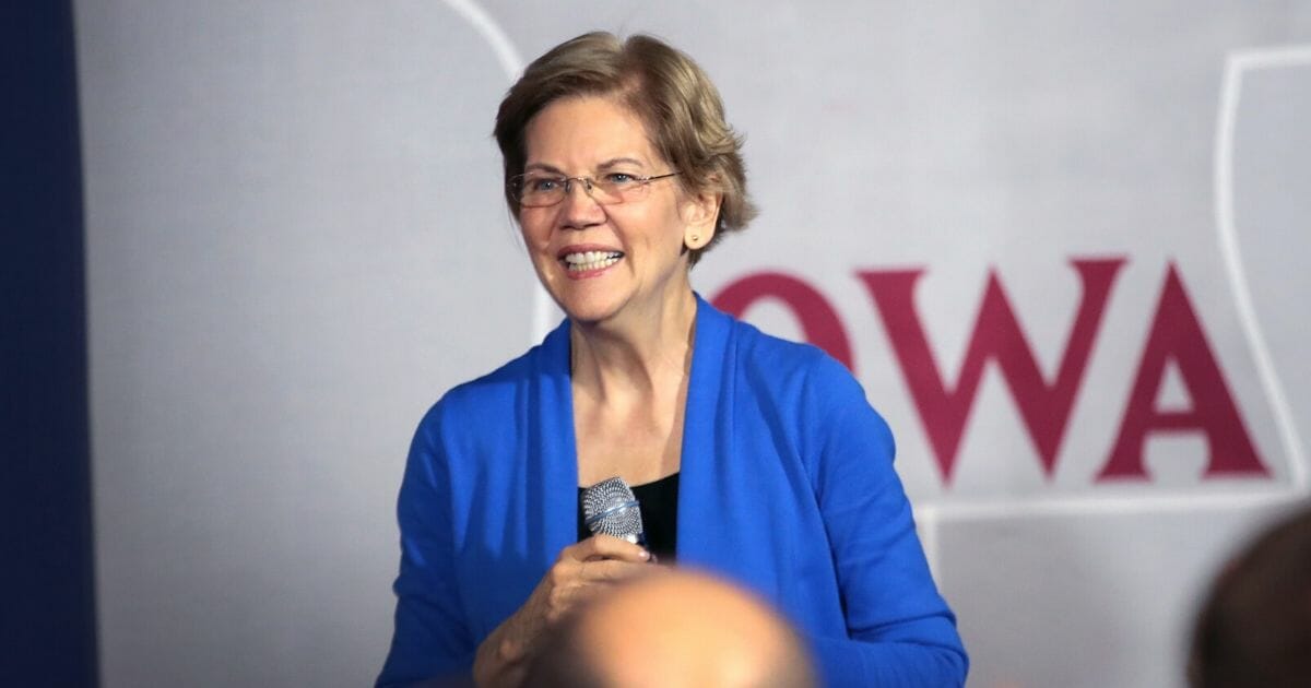 Democratic presidential candidate Sen. Elizabeth Warren speaks to guests