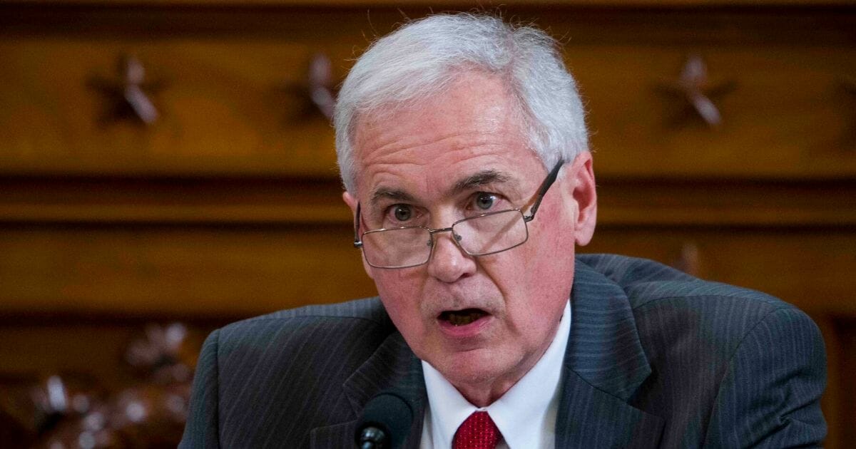 Rep. Tom McClintock (R-California) questions House Intelligence Committee minority counsel Stephen Castor and Intelligence Committee majority counsel Daniel Goldman during the House impeachment inquiry hearings on Dec. 9, 2019, in Washington, D.C.