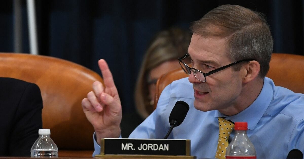 Republican Rep. Jim Jordan of Ohio speaks during a House Judiciary Committee markup of articles of impeachment against President Donald Trump at the Longworth House Office Building in Washington on Dec. 12, 2019.