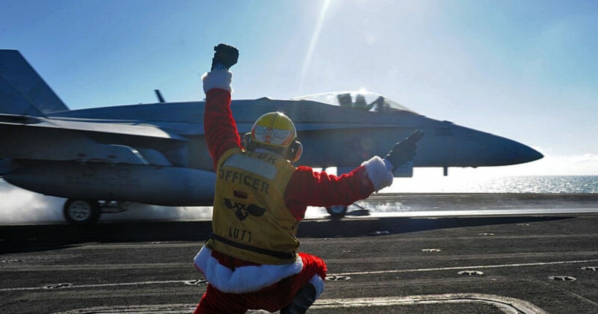 A holiday photo from the USS George Washington.