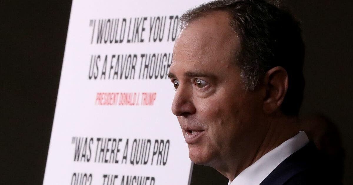 House Intelligence Committee Chairman Rep. Adam Schiff (D-California) holds a news conference shortly after the release of the committee's Trump-Ukraine Impeachment Inquiry Report at the U.S. Capitol on Dec. 3, 2019, in Washington, D.C.