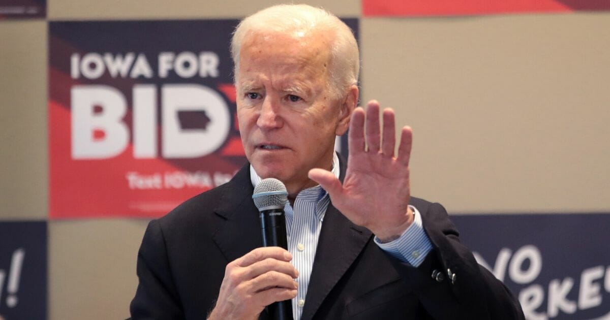 Former Vice President Joe Biden gestures Monday while speaking at an Iowa campaign stop.
