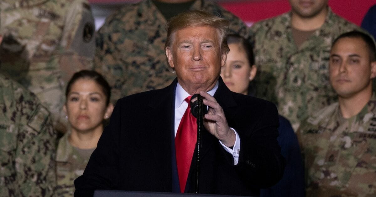President Donald Trump speaks at the signing ceremony for The National Defense Authorization Act for Fiscal Year 2020 on Dec. 20, 2019, at Joint Base Andrews in Maryland.