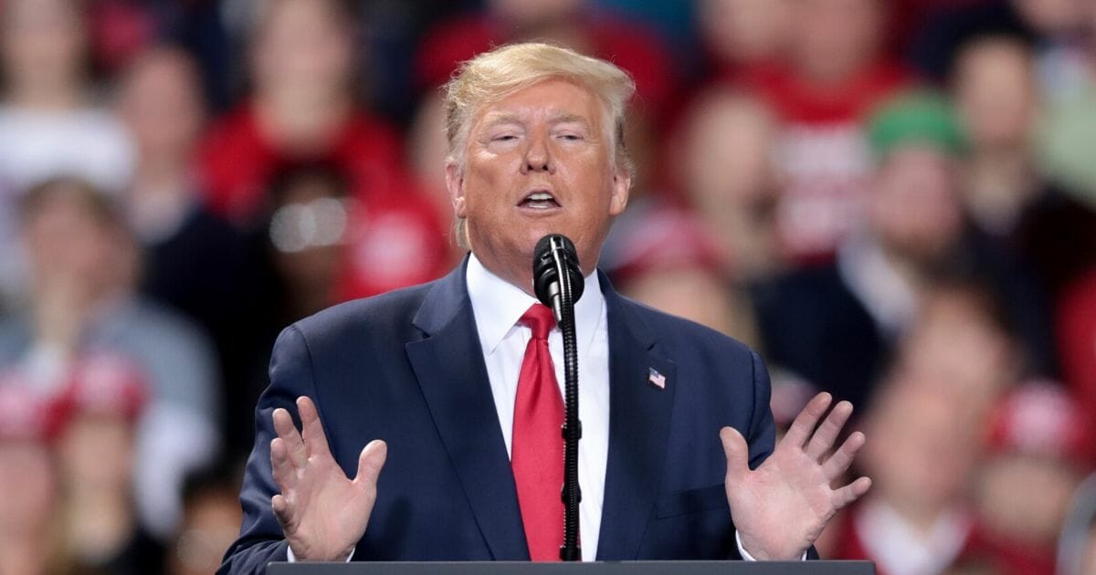 President Donald Trump speaks at a Merry Christmas Rally at the Kellogg Arena on Dec. 18, 2019 in Battle Creek, Michigan.