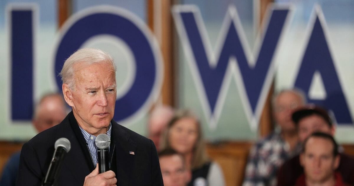 Democratic presidential candidate former Vice President Joe Biden makes a campaign stop at Tipton High School on Dec. 28, 2019, in Tipton, Iowa.