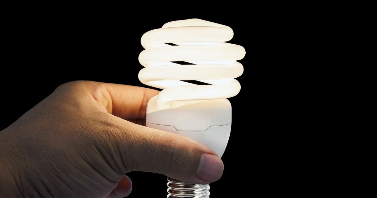 A stock image of a compact florescent lightbulb.