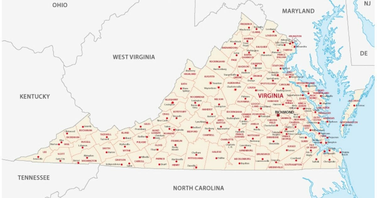 Virginia administrative map.