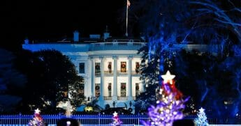The White House during the 97th Annual National Christmas Tree Lighting Ceremony in President's Park on Dec. 5, 2019, in Washington, D.C.