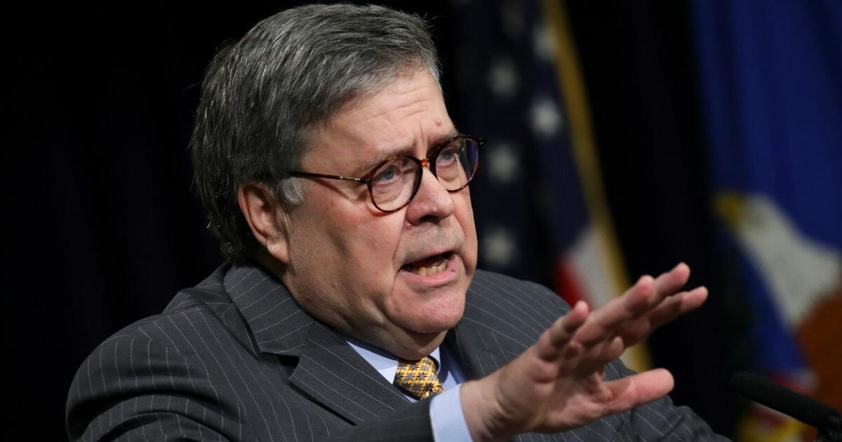 Attorney General William Barr speaks at the U.S. Department of Justice on Dec. 3, 2019, in Washington, D.C.
