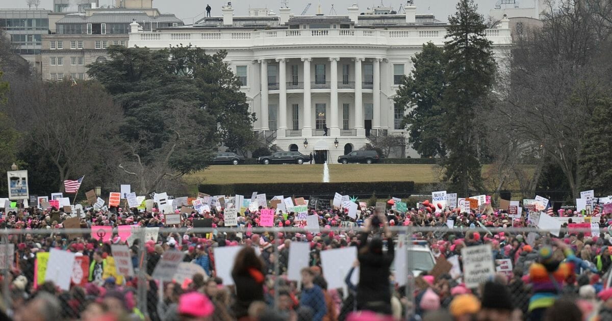 Demonstrators protest near the White House