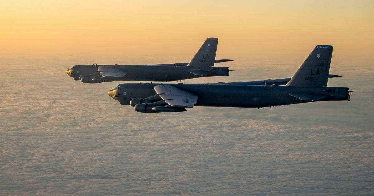 B-52H Stratofortress aircraft assigned to the 96th Bomb Squadron fly in formation over the Baltic Sea on Oct. 23, 2019.