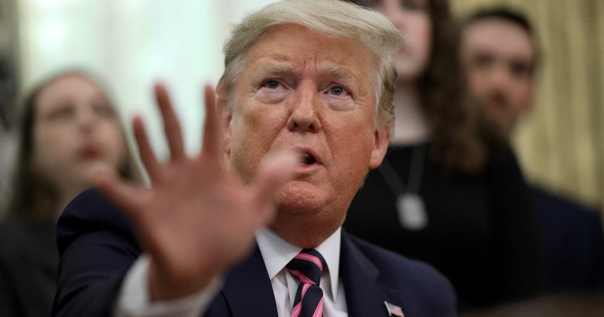 President Donald Trump speaks during an event in the Oval Office announcing guidance on constitutional prayer in public schools on Jan. 16, 2020, in Washington, D.C.