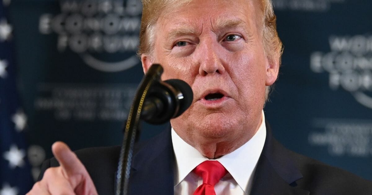 President Donald Trump speaks during a news conference at the World Economic Forum in Davos, Switzerland, on Jan. 22, 2020.