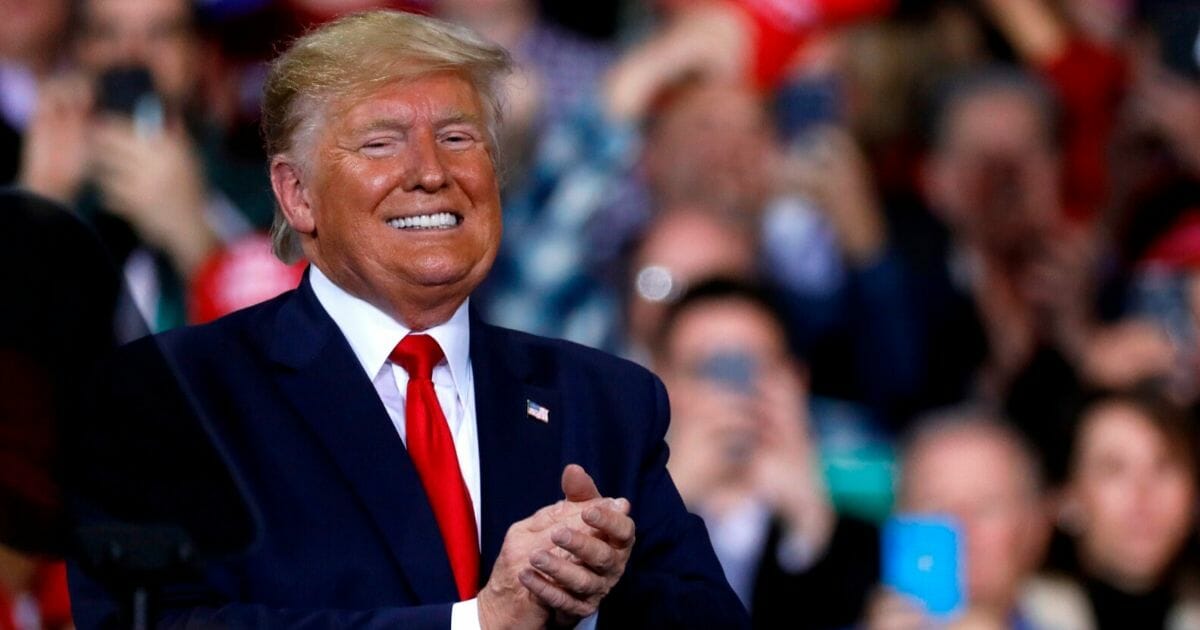 President Donald Trump speaks during a "Keep America Great" rally at Kellogg Arena in Battle Creek, Michigan, on Dec. 18, 2019.