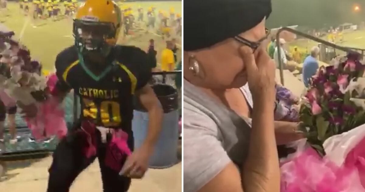 One teen football player knew just how to honor his grandmother before the start of the game.