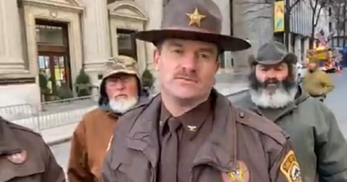 Grayson County, Virginia, Sheriff Richard Vaughan is interviewed while participating in Monday's Second Amendment demonstration in Richmond, Virginia.