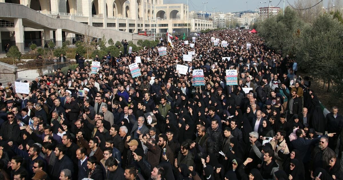 Iranians demonstrate against the United States in Tehran on Jan. 3, 2020, following the killing of Iranian Revolutionary Guards commander Qasem Soleimani