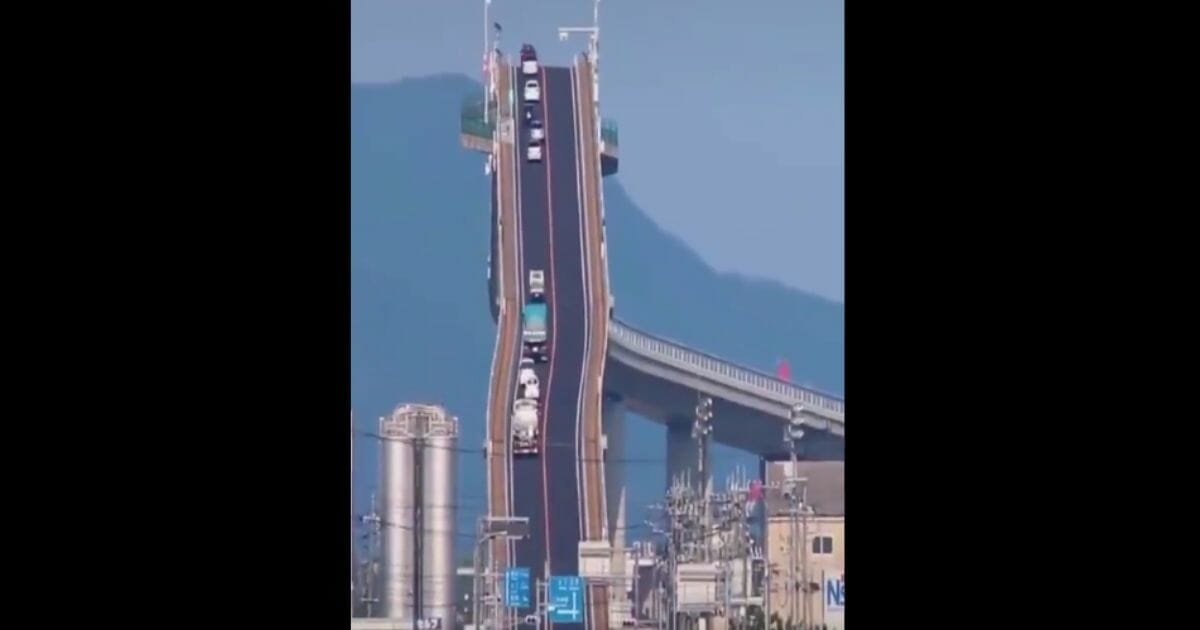 A video of a terrifyingly steep bridge that went viral again in December has the internet both horrified and baffled.