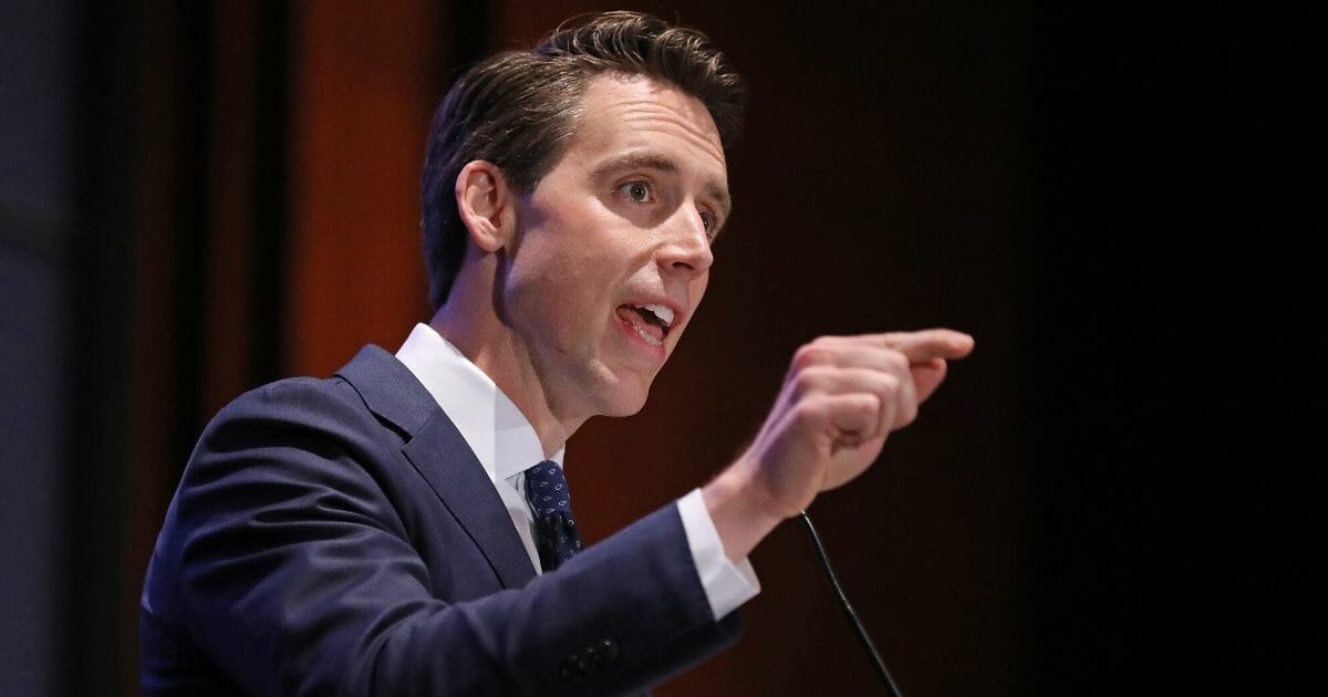 Republican Sen. Josh Hawley of Missouri addresses the Faith and Freedom Coalition's Road to Majority Policy Conference at the U.S. Capitol Visitor's Center Auditorium in Washington on June 27, 2019.
