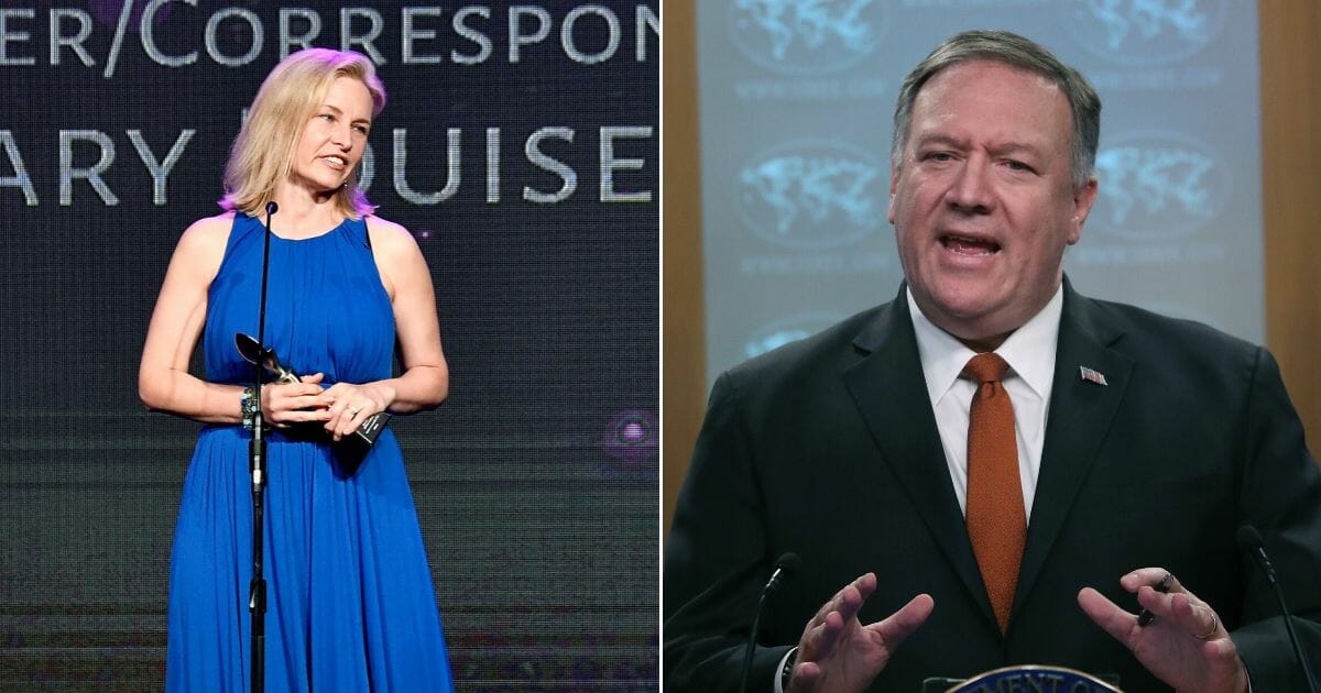 Secretary of State Mike Pompeo, right, this week accused National Public Radio reporter Mary Louise Kelly of lying to him and breaking her word to keep a post-interview conversation off the record, further jabbing her for not being able to find Ukraine on a map.