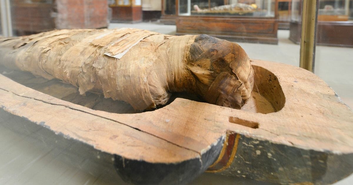 A mummy is seen in the Egyptian Museum in Cairo