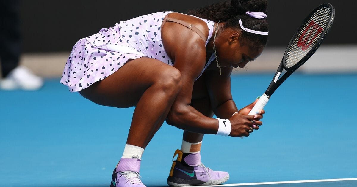 Serena Williams reacts during her match against Qiang Wang during the Australian Open at Melbourne Park on Jan. 24, 2020.