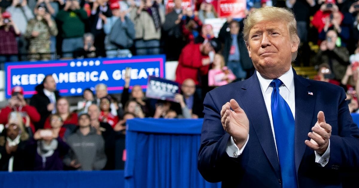President Donald Trump arrives for a "Keep America Great" campaign rally in Milwaukee on Jan. 14, 2020.