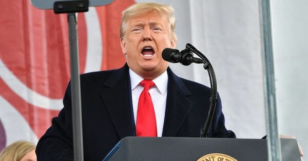 Donald Trump speaks during the 47th annual "March for Life"