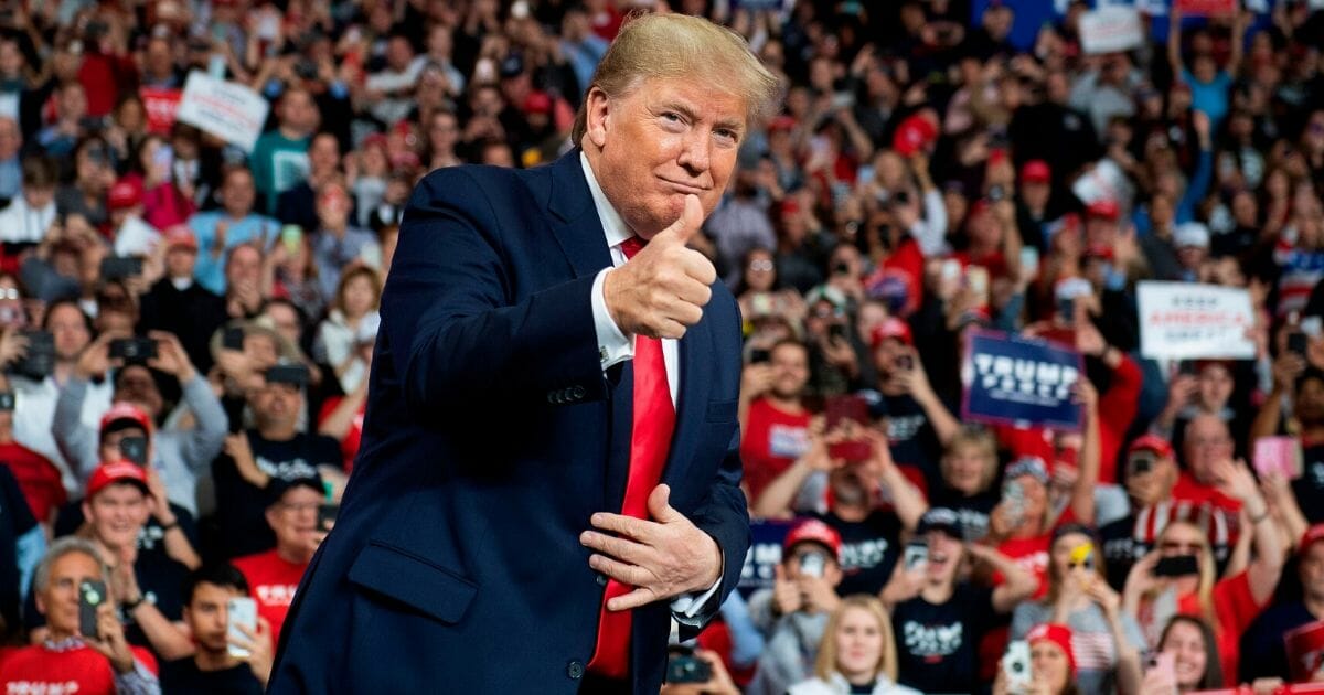 U.S. President Donald Trump arrives for a "Keep America Great" campaign rally