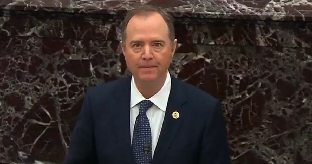 House Intelligence Committee Chairman Adam Schiff speaks to the Senate during the impeachment trial of President Donald Trump.