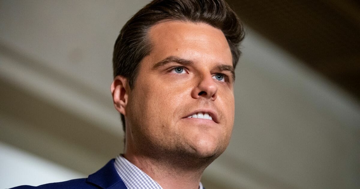 Republican Rep. Matt Gaetz of Florida speaks to the media outside of the Sensitive Compartmented Information Facility during the continued House impeachment inquiry against President Donald Trump at the U.S. Capitol on Oct. 30, 2019, in Washington, D.C.