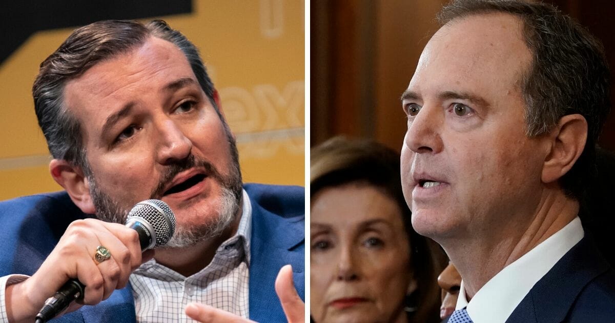 Texas Sen. Ted Cruz, left; and House Intelligence Committee Chairman Adam Schiff, right.