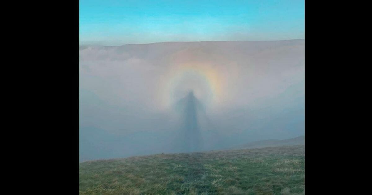 A photographer from the U.K. snapped a photo of a rare weather phenomenon that has an other-worldly composition resembling an angel in the clouds.