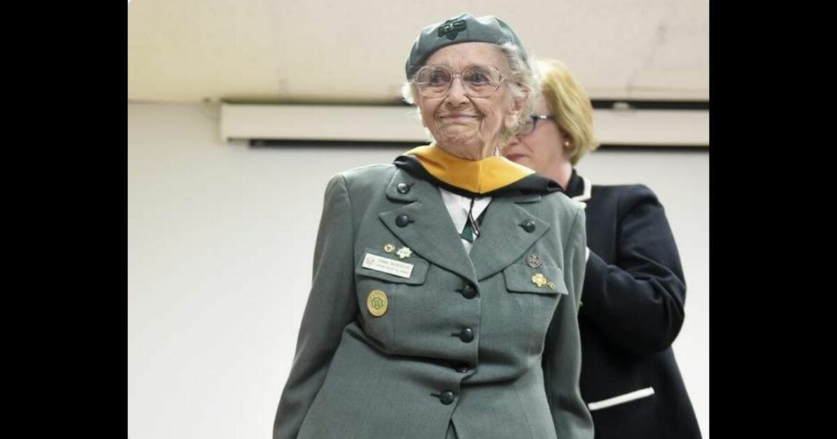 Ronnie Backenstoe joined the Girl Scouts in 1932 and is still selling cookies with them today.