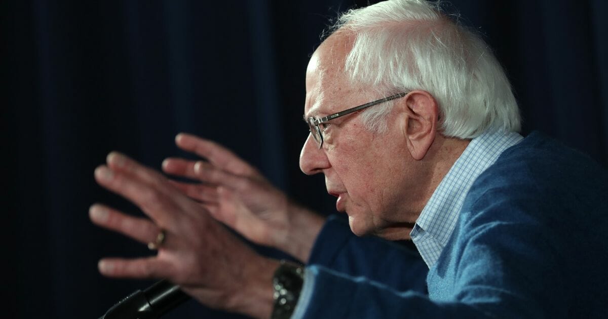 Democratic presidential candidate Sen. Bernie Sanders (I-Vermont) speaks during a news conference at his New Hampshire campaign headquarters on Feb. 6, 2020, in Manchester, New Hampshire.