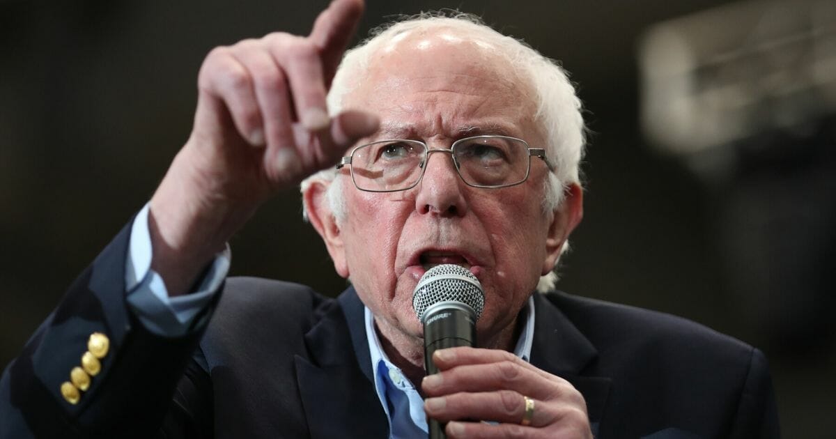 Democratic presidential candidate Sen. Bernie Sanders (I-Vermont) speaks during a campaign event at the Whittemore Center Arena on Feb. 10, 2020, in Durham, New Hampshire.
