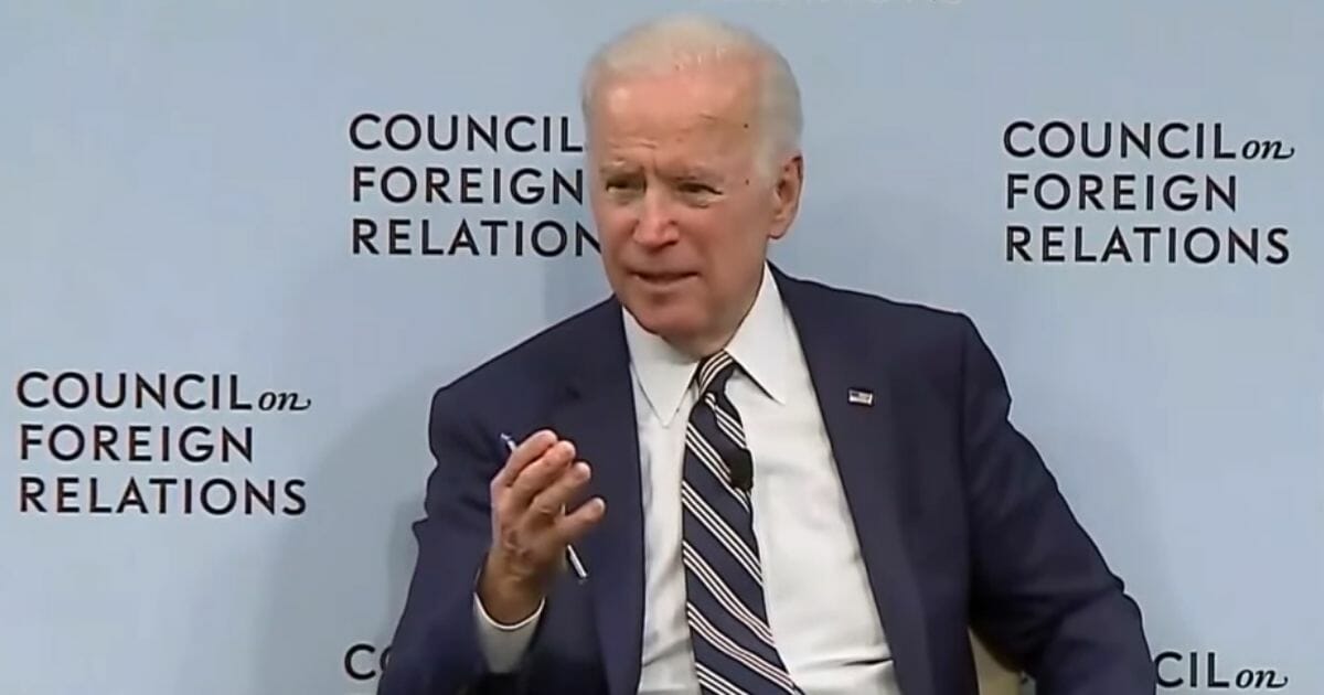Former Vice President Joe Biden speaks at a Council on Foreign Relations event in January 2018.