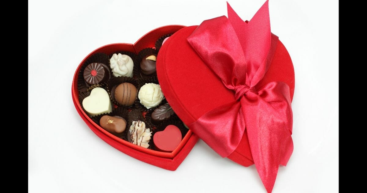 A heart-shaped box of chocolates.