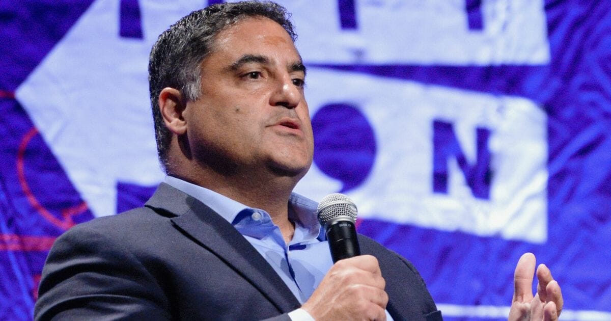 Cenk Uygur speaks during Politicon at the Los Angeles Convention Center on Oct. 21, 2018.
