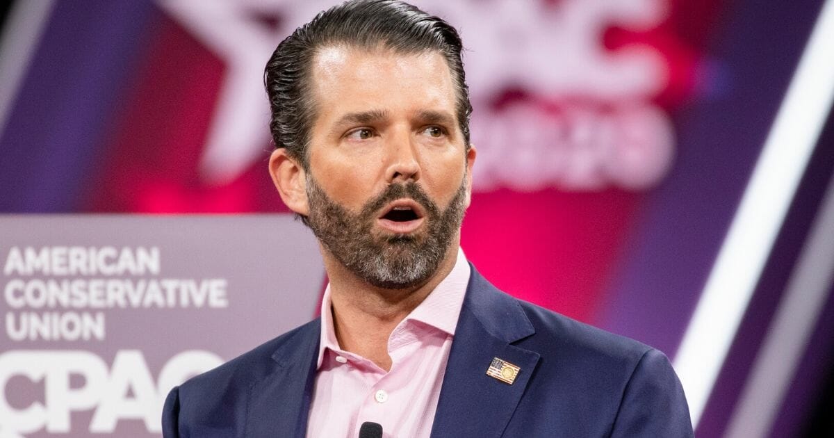Donald Trump Jr., the eldest son of President Donald Trump, speaks on stage during the Conservative Political Action Conference in National Harbor, Maryland, on Feb. 28, 2020.