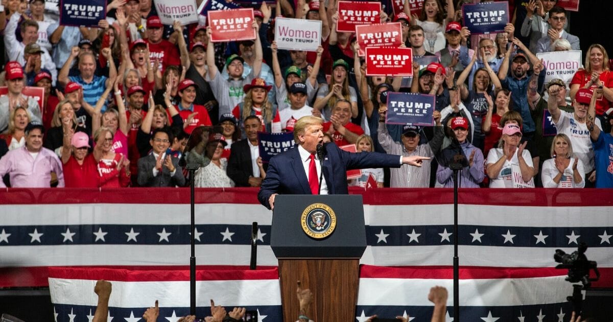 President Donald Trump speaks at a rally at the Arizona Veterans Memorial Coliseum on Feb. 19, 2020, in Phoenix.