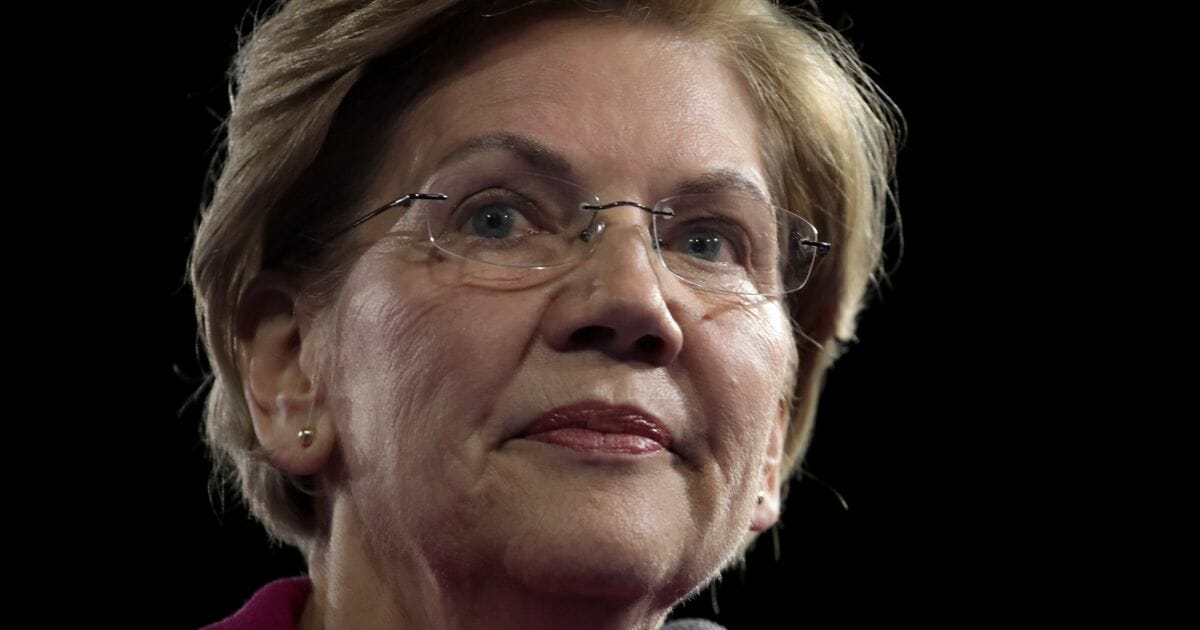 Democratic presidential candidate Sen. Elizabeth Warren (D-Massachusetts) speaks during the 100 Club Dinner at SNHIU on Feb. 8, 2020, in Manchester, New Hampshire.