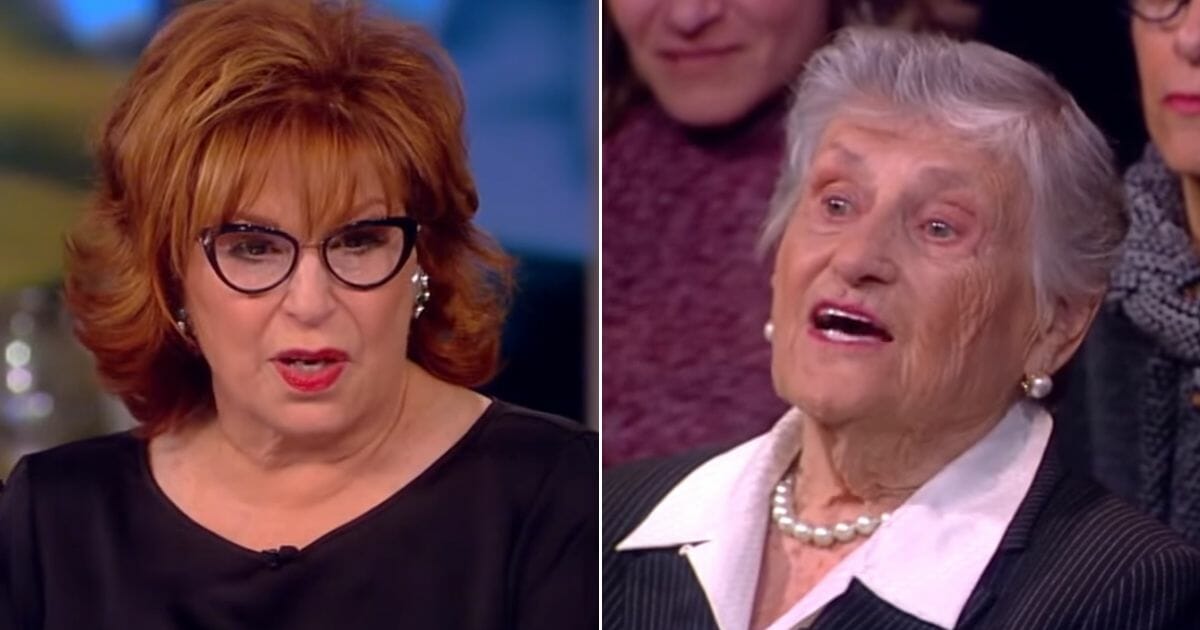 Holocaust survivor Millie Baran, right, responds to a question from "View" host Joy Behar, left.