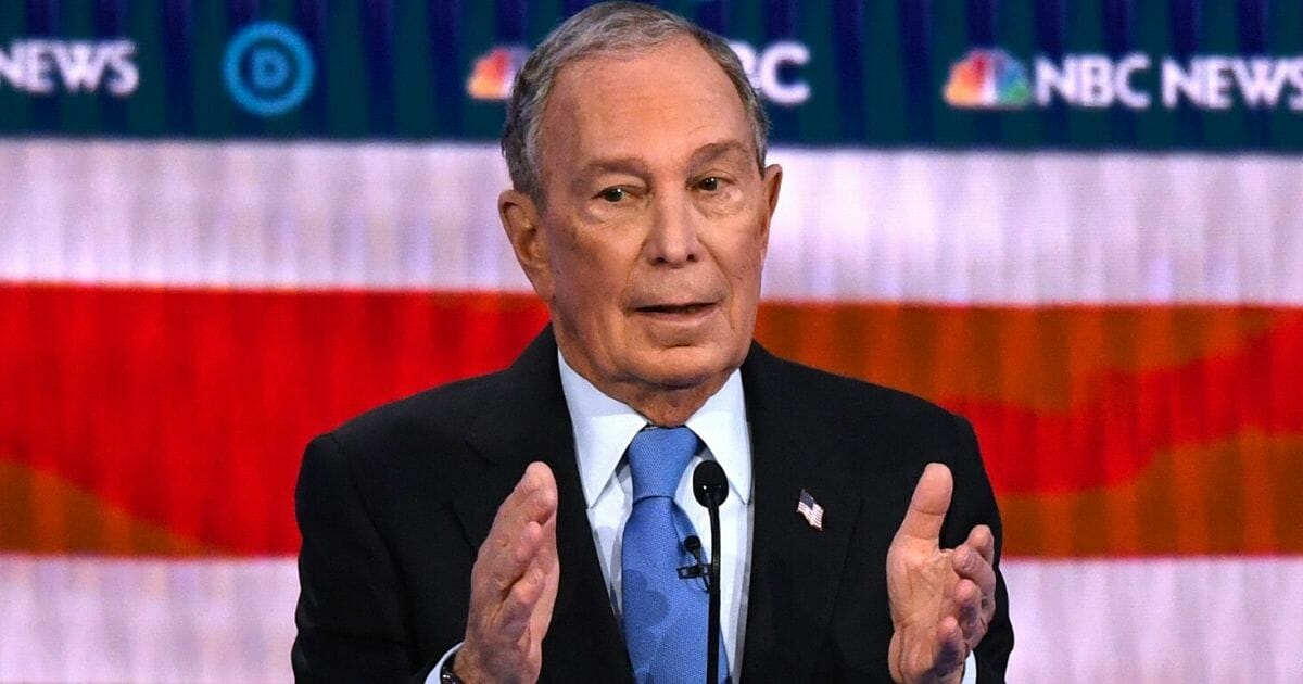 Former New York Mayor Mike Bloomberg gestures during the Democratic presidential primary debate at the Paris Theater in Las Vegas on Feb. 19, 2020.