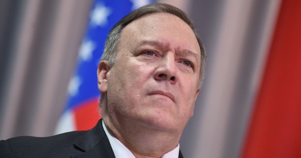 Secretary of State Mike Pompeo speaks during a joint news conference with Belarus' foreign minister in Minsk on Feb. 1, 2020.