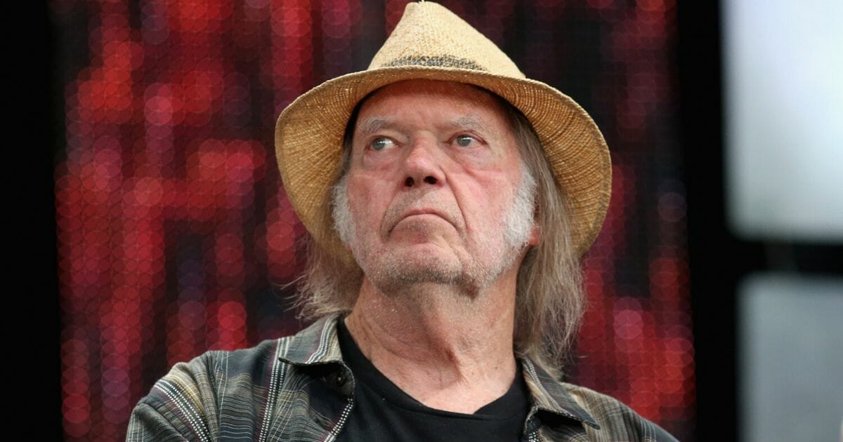 Neil Young attends a news conference for Farm Aid 34 at Alpine Valley Music Theatre on Sept. 21, 2019, in East Troy, Wisconsin.