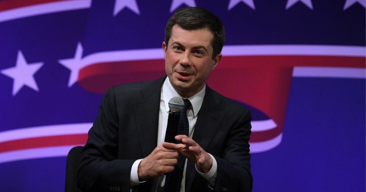 Democratic presidential candidate former South Bend, Indiana, Mayor Pete Buttigieg, participates in a LULAC presidential town hall at the College of Southern Nevada on Feb. 13, 2020, in North Las Vegas, Nevada.